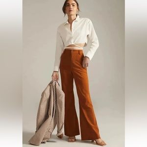 Anthropologie Avec Les Filles Corduroy Flare Pants Bronze Size Small